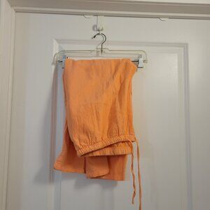 Vintage Tilley Cotton Salmon Textured Drawstring Capri Pants